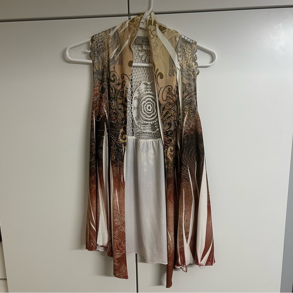 Cover Charge Bohemian Sleeveless Vest, Size XL